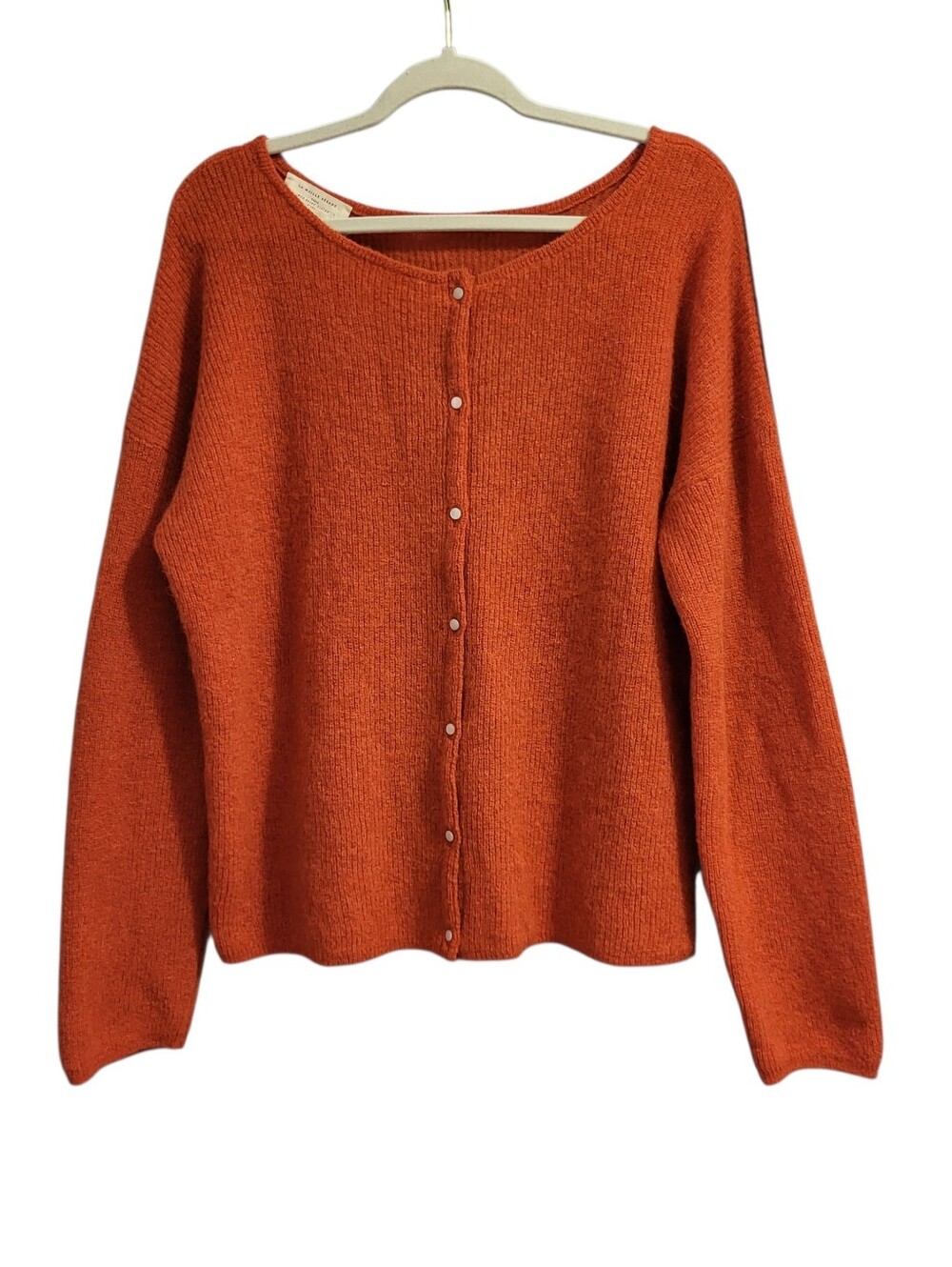 La Maille Sezane Gaspard Cardigan Women 3XL Burnt Orange Mohair Alpaca Old Money